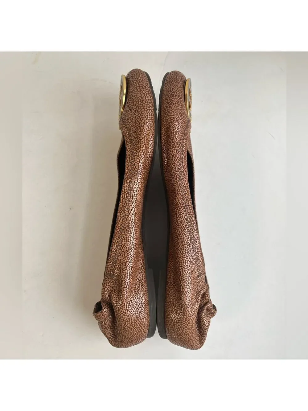 Tory Burch Brown Stingray Embossed Leather Ballet Flats Size 10